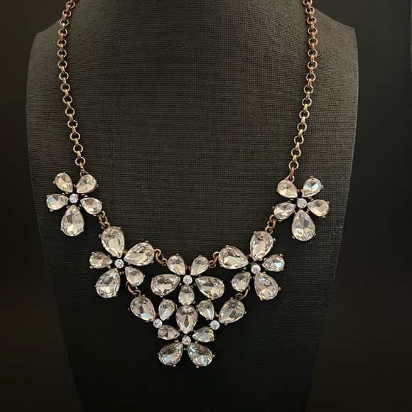 Source Unknown Jewelry - Floral Rhinestone Bib Necklace